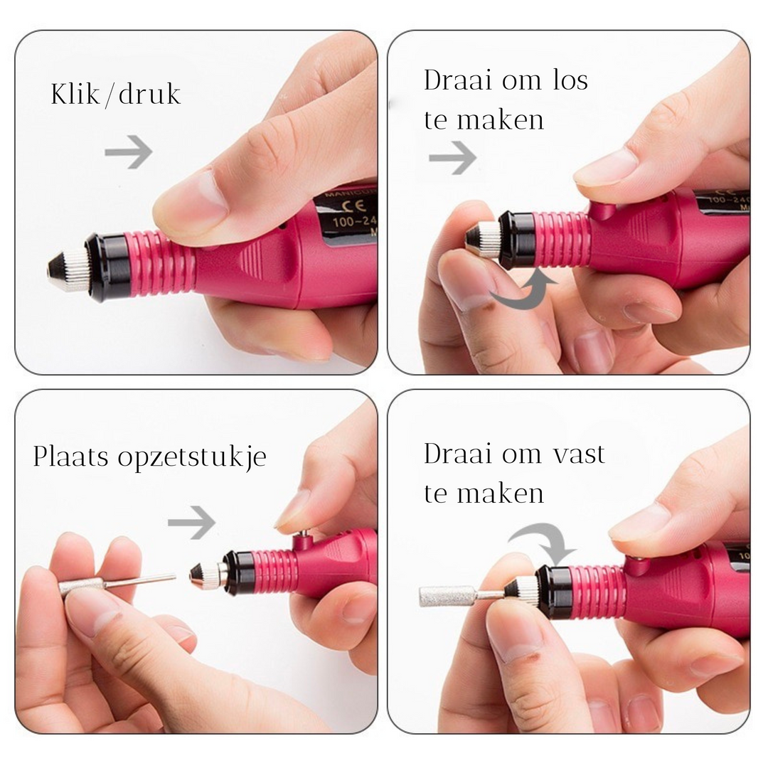 Elektrische nagelvijl, ideaal voor gelnagels, acrylnagels en het verwijderen van eelt. Thuis pedicure.