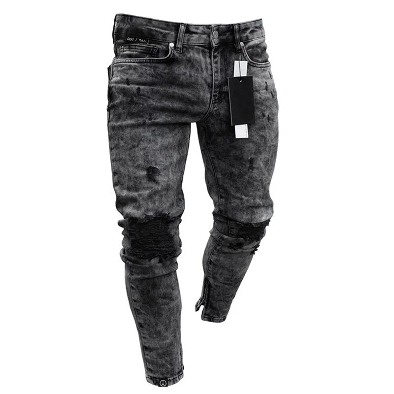 Klassieke blauwe heren cargo jeansbroek met functionele zakken, veelzijdige casual kleding.