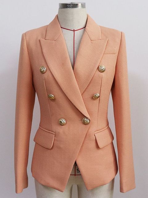 Formele getailleerde blazer voor dames, met elegante leeuwenknopen, voor zakelijke mode.