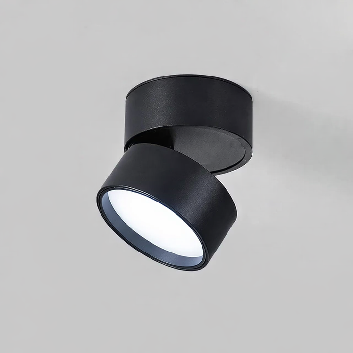 Sfeervolle LED plafondlamp, met warm wit licht en individueel verstelbare spots.
