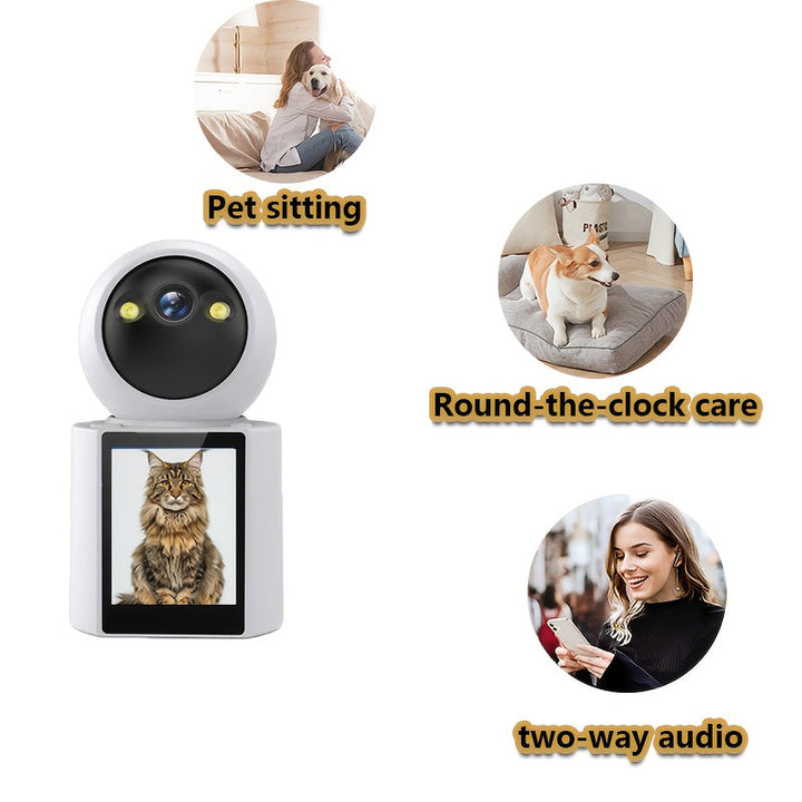 Monitor je huisdier met deze slimme camera: scherm, audio & nachtzicht. Ideaal voor binnenhuis toezicht op je pet.