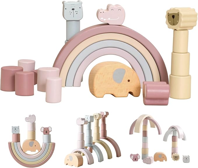 Montessori houten speelset voor kinderen, stimuleert creativiteit en ontwikkeling met duurzaam educatief speelgoed.