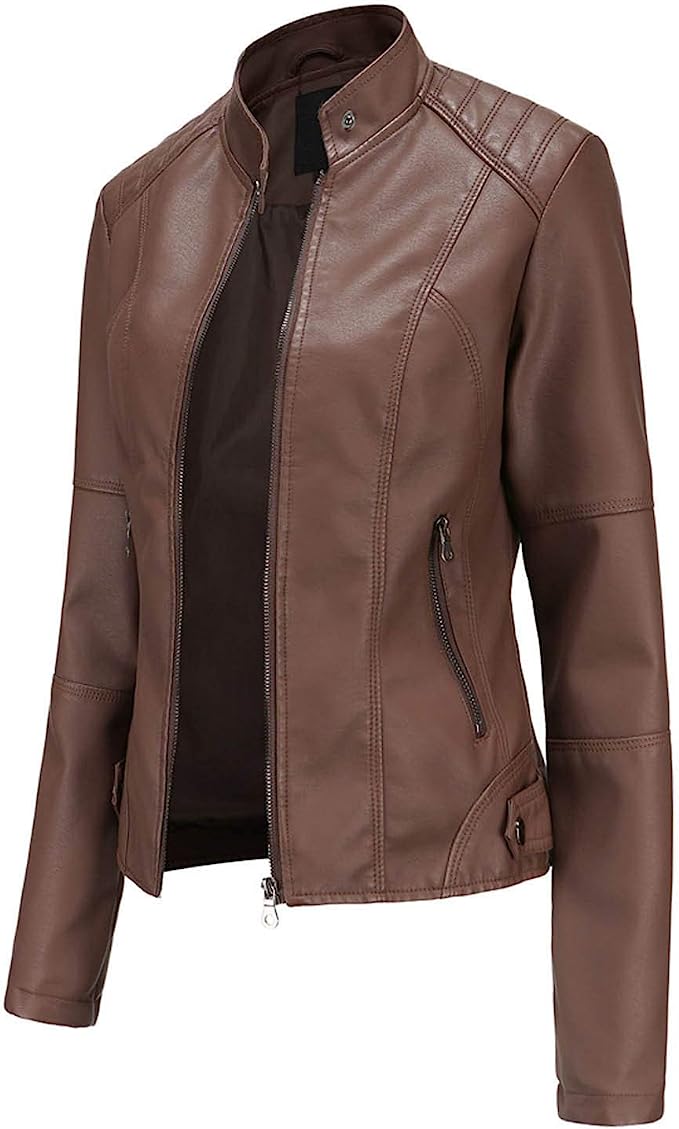 Elegante leren damesjas KatiesJacket, ideaal als winterjas of herfstjas. Modieus en comfortabel.