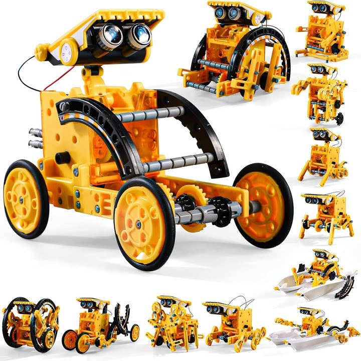 Deze STEM bouwset leert kinderen over robotica en zonne-energie. 12-in-1 educatieve solar robot.