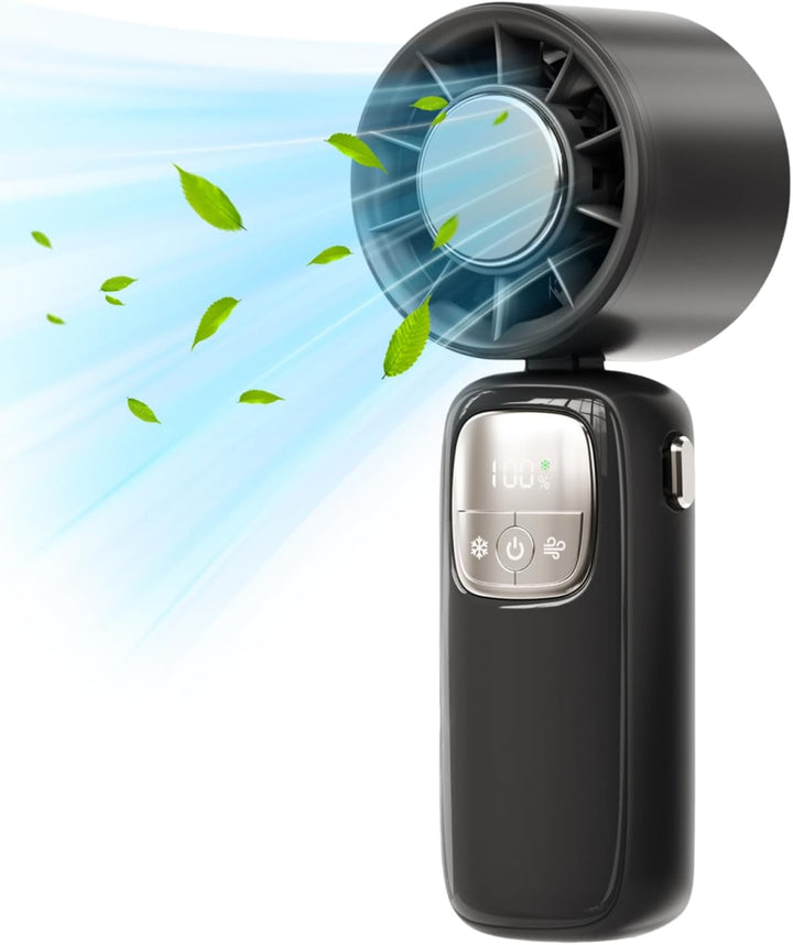 Effectieve koeling: opvouwbare handventilator met LED en 100 snelheden, USB-C.