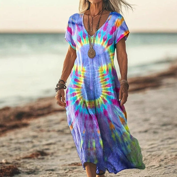 Comfortabele en luchtige zomerse maxi jurk voor dames, voorzien van een prachtige en elegante vlinderprint.