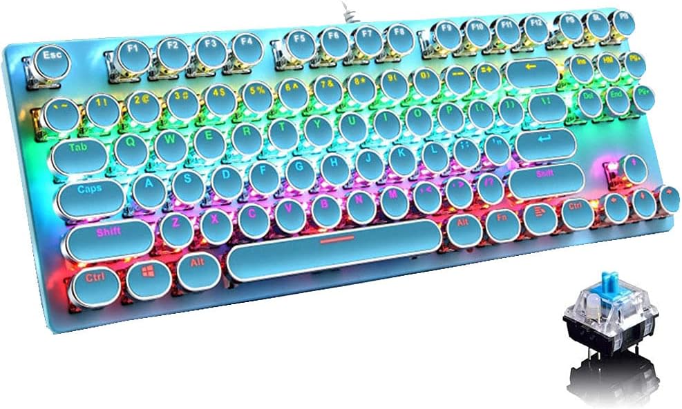 Compact gaming toetsenbord: 87 toetsen, mechanisch, RGB-verlichting, comfortabele typervaring.