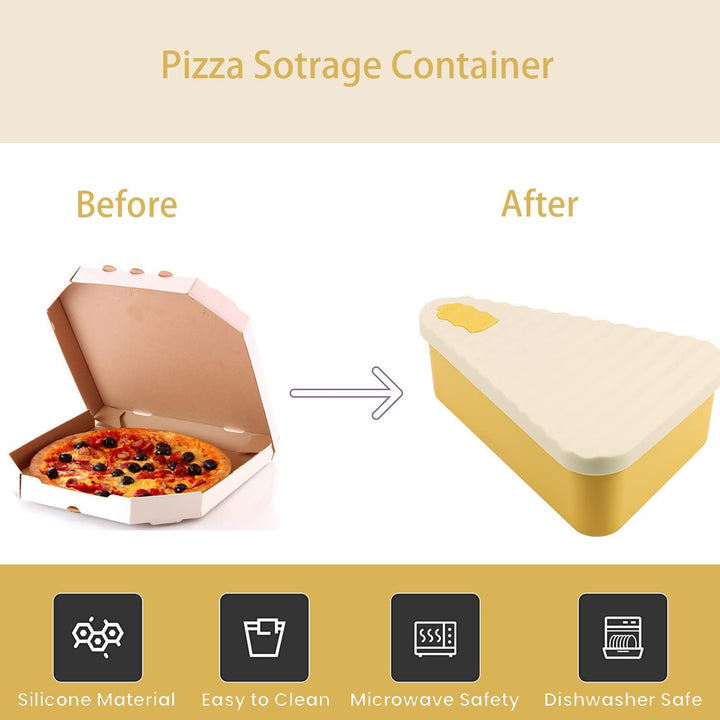 Compacte SliceSafe vershouder, ideaal voor het bewaren van restjes pizza.
