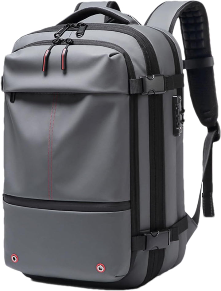 Unisex rugtas 60L, waterdicht en uitbreidbaar, met vacuümcompressie en gewatteerd laptopcompartiment.