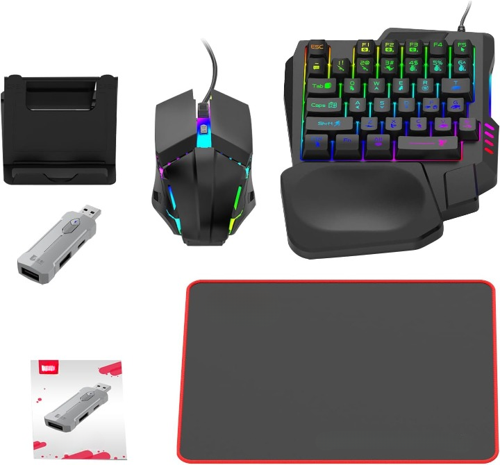 Levendige RGB verlichting op gaming toetsenbord en muis. Creëert een meeslepende gaming sfeer voor pc en mobiel.