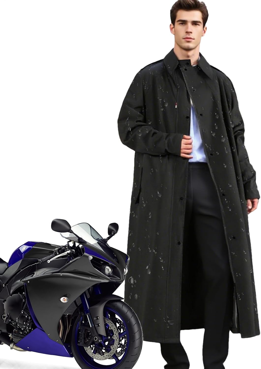 Veridra lange unisex regenjas, waterdicht en winddicht, voor optimale bescherming buiten.