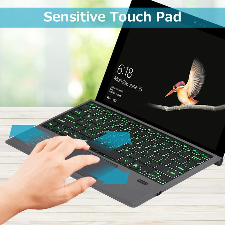 Achtergrondverlicht Surface Pro toetsenbord met geïntegreerde touchpad voor werken in het donker, draadloos.