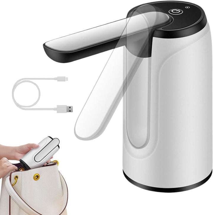 Zwarte Hydravo draagbare USB oplaadbare waterdispenser op aanrecht. Perfect voor keuken.