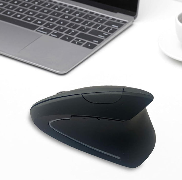 Stille verticale ergonomische muis Elvion. Comfortabel werken zonder storende klikgeluiden, ideaal voor kantoor.