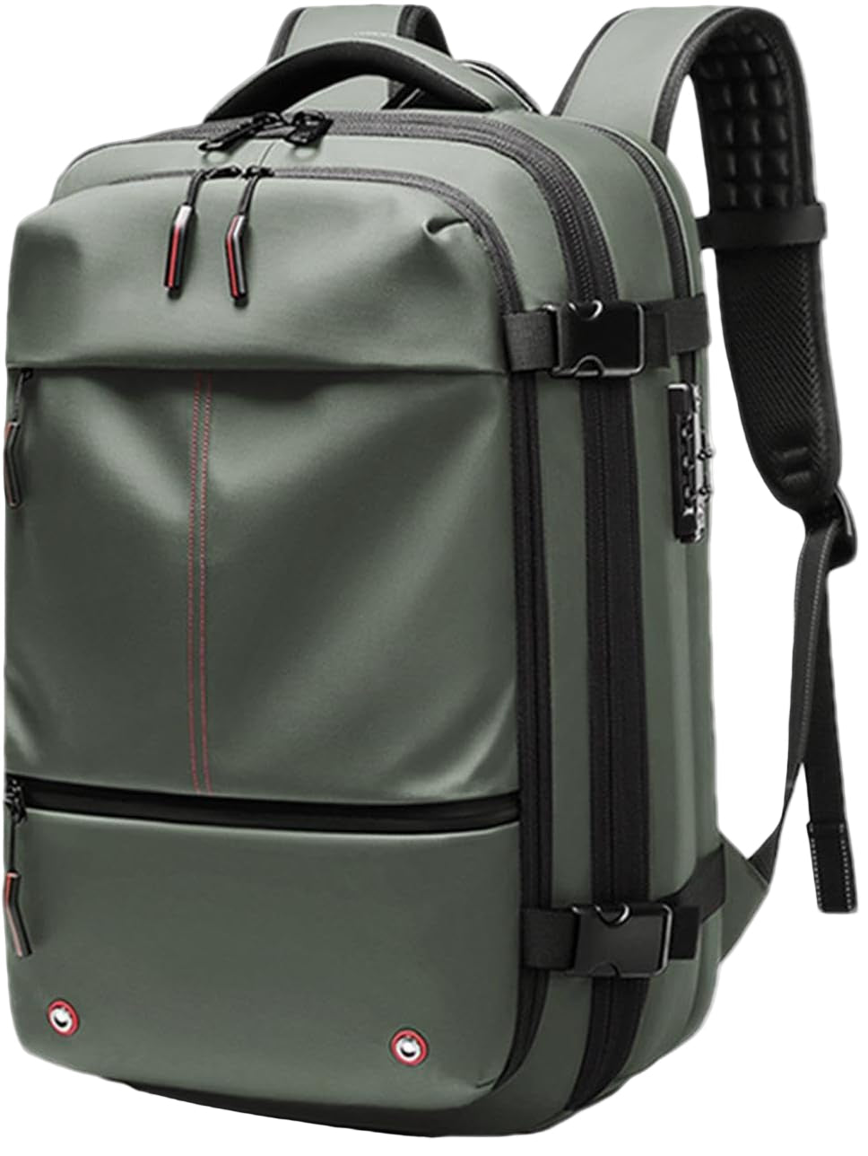 Innovatieve reisrugzak 60L, waterdicht, met laptopvak en vacuümcompressie voor efficiënt pakken.