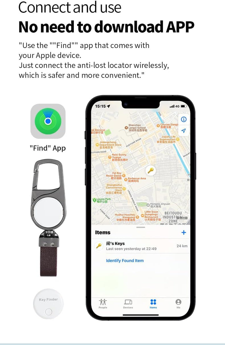 Veilige slimme tracker sleutelhanger voor waardevolle spullen, altijd vindbaar met Zoek Mijn.