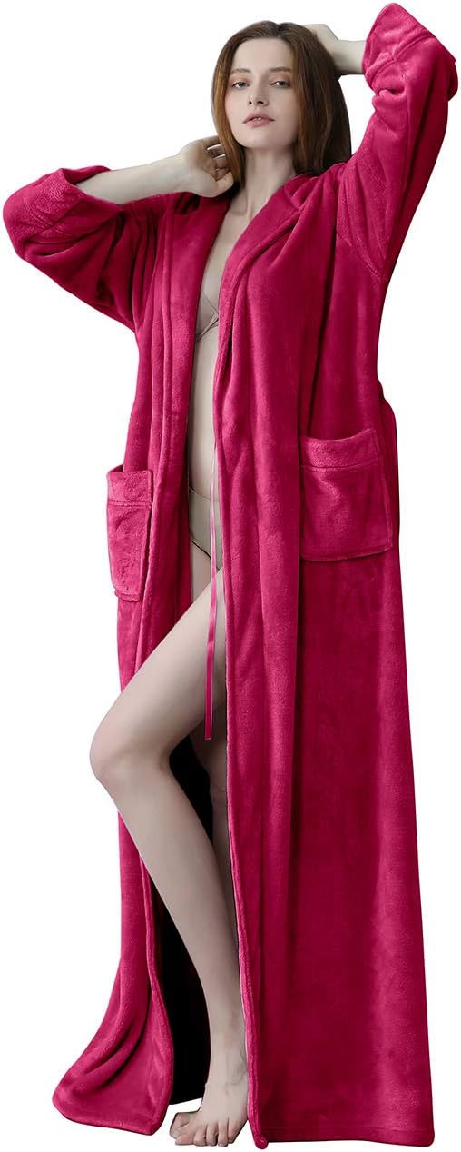 Pluizige badjas met capuchon, unisex, warm fleece voor ultiem comfort en ontspanning.