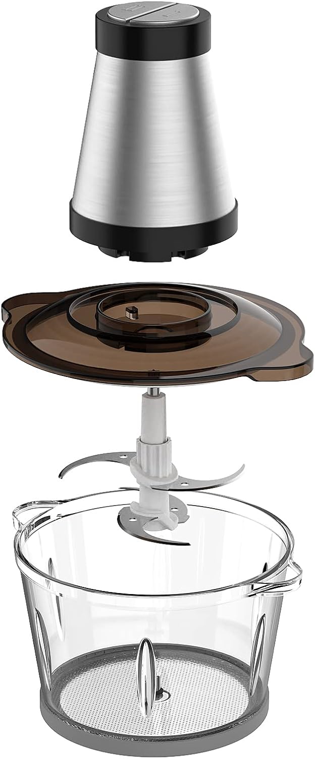 Multifunctionele ChopPro keukenapparaat, toont RVS basis en glazen kom, perfect voor elke keuken.