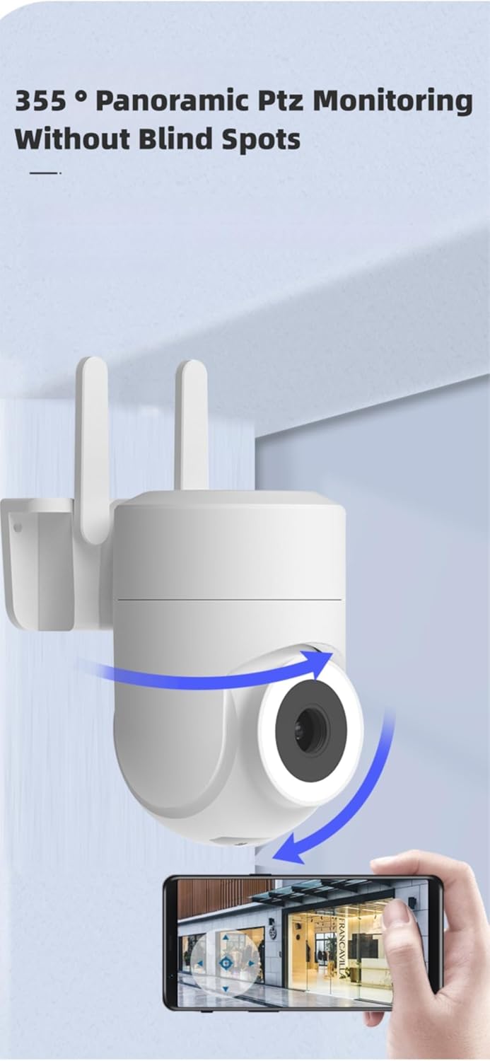 Flexibele 2K beveiligingscamera met 355° pan & tilt functie voor volledige dekking binnen en buiten.
