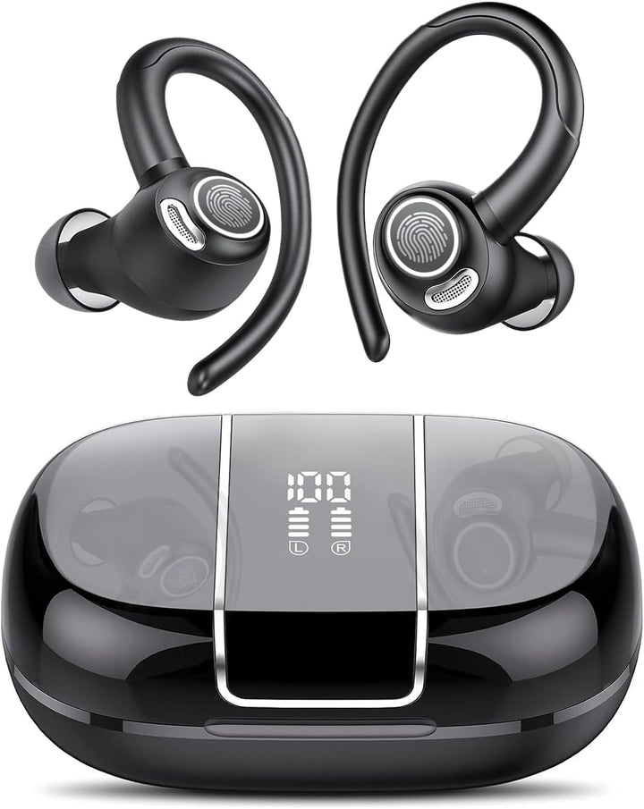 Unisex draadloze Bluetooth 5.3 sportoordopjes met 48 uur speeltijd, ideaal voor gym en hardlopen.