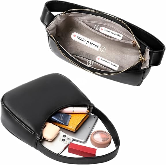 Trendy Sabrina mini hobo tas met rits. De perfecte schoudertas voor dames, klein maar fijn.