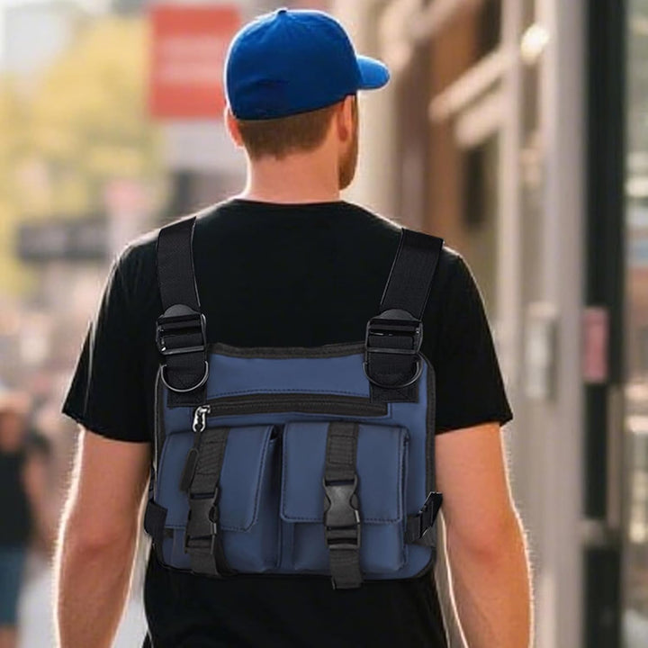 Zwart Dravon sportvest voor mannen, lichtgewicht en verstelbaar, ideaal voor hardlopen met opbergruimte.