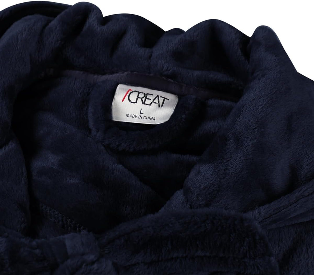 Pluizige unisex badjas met capuchon, warme fleece stof voor ultiem comfort thuis.