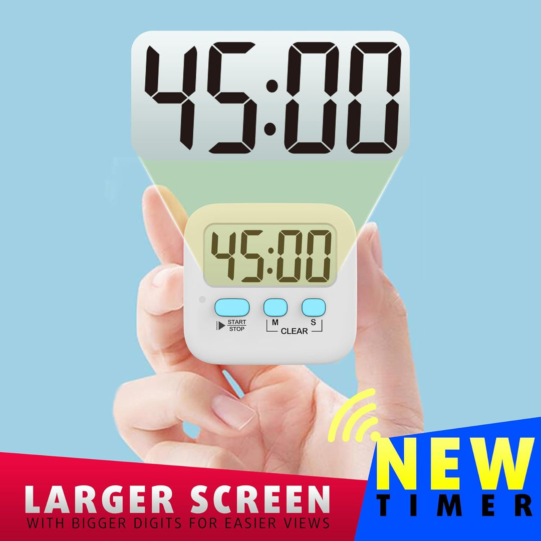 Robuuste digitale keukentimer met strak design, betrouwbaar voor dagelijks gebruik in de keuken.