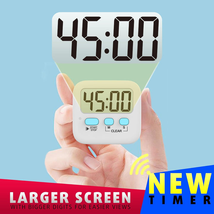Robuuste digitale keukentimer met strak design, betrouwbaar voor dagelijks gebruik in de keuken.
