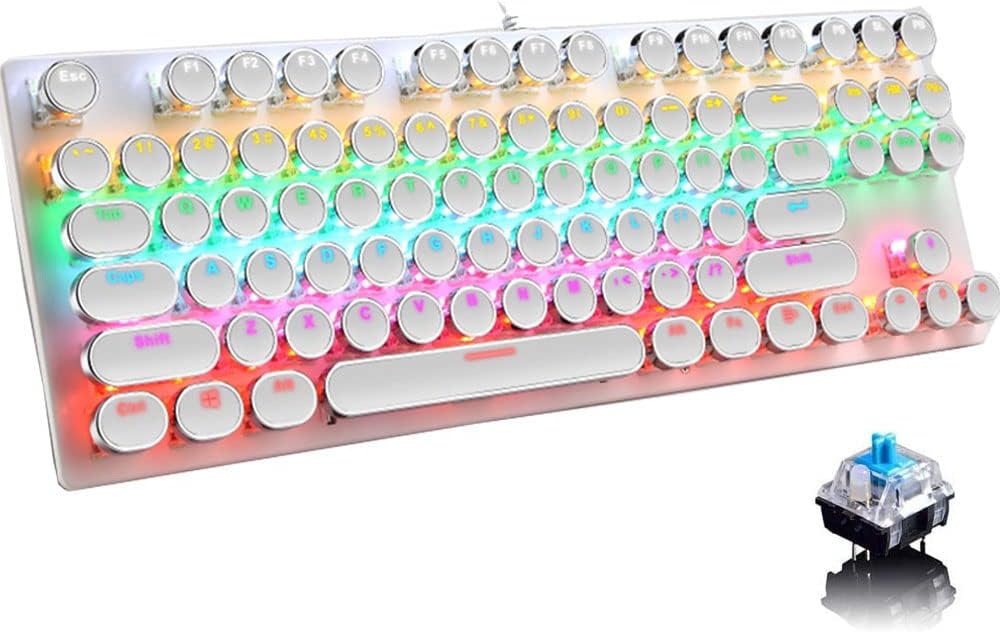 Mechanisch 87-toetsen gaming toetsenbord met RGB-verlichting, compact voor elke desktop setup.