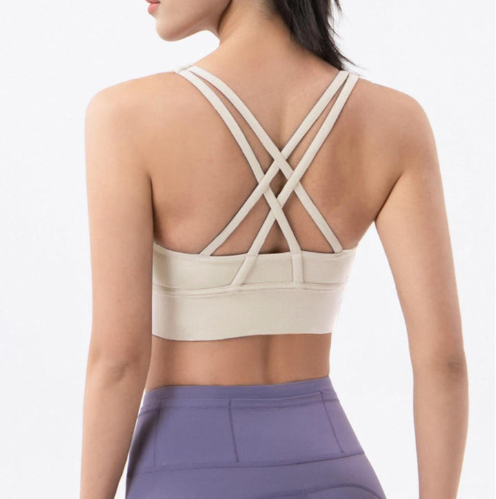 Comfortabele sport BH met medium ondersteuning, racerback, perfect voor dames activewear.