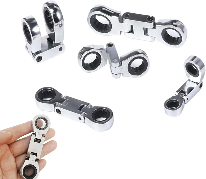 Compacte flexibele ratelmoersleutel set, ideaal gereedschap voor auto reparatie en doe-het-zelf taken.