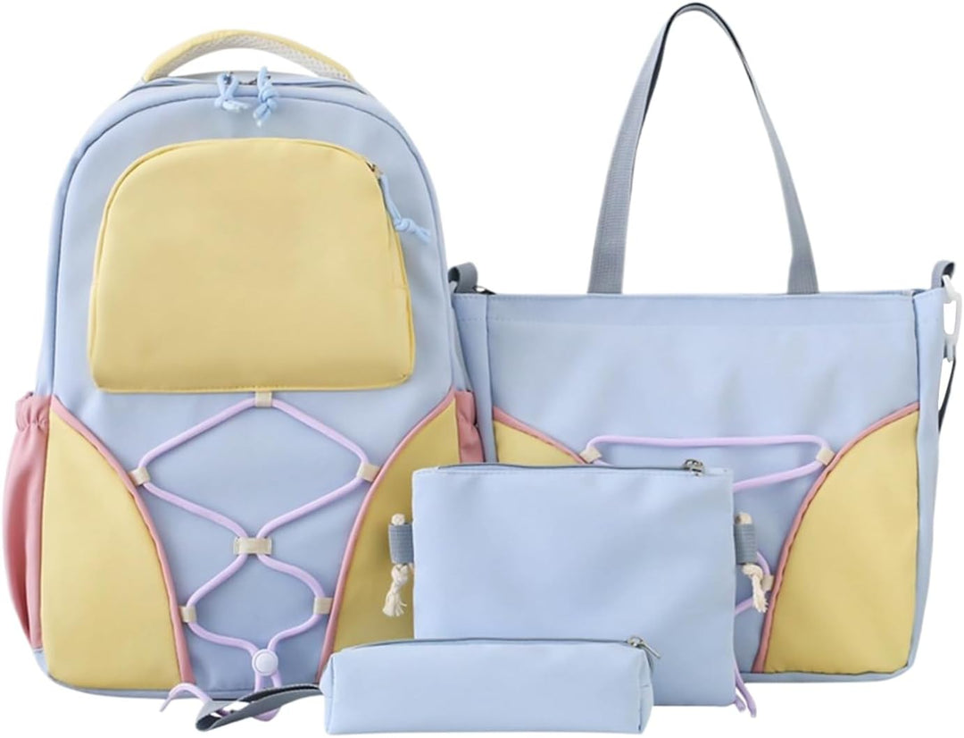 Unisex studentenrugzak set Nivora paars met etui & tas; grote capaciteit schooltas voor school.