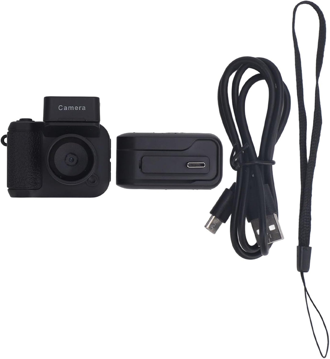 Veelzijdige mini digitale camera 1080p met retro stijl en sleutelhanger, inclusief video-opname.