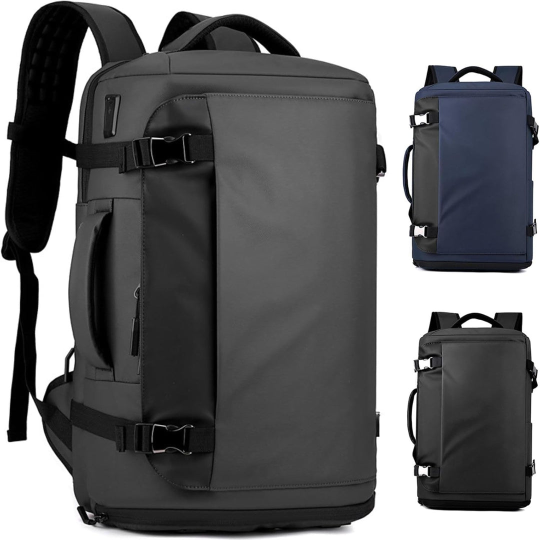 Model draagt de stijlvolle unisex waterdichte laptop rugzak. Comfortabel voor dagelijks gebruik of reizen.