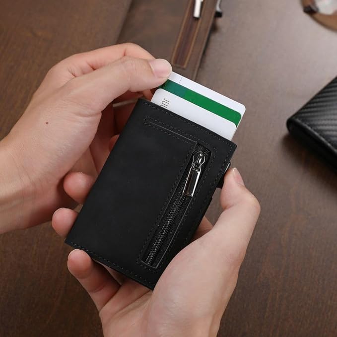 Elegante unisex CoreSlide portemonnee. Innovatieve slim wallet van leer met RFID-blokkering voor pasjes.