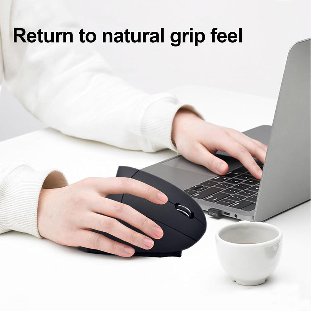 Ergonomische verticale computermuis met polssteun. Vermindert polsklachten, verhoogt comfort en productiviteit.