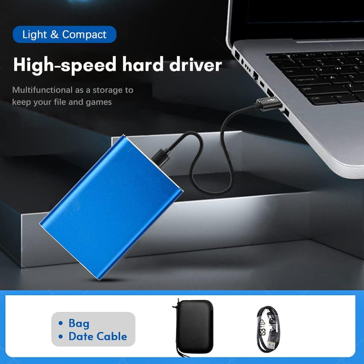 USB 3.0 externe harde schijf 1TB, Dravero, voor razendsnelle dataoverdracht en laptop opslag.