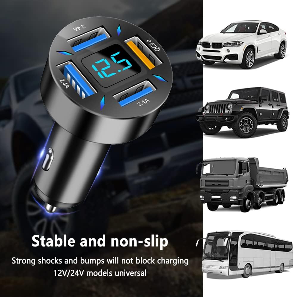 Telefoon autolader 66W met USB-C PD & QC 3.0, voor super snel laden in elke 12-24V auto.