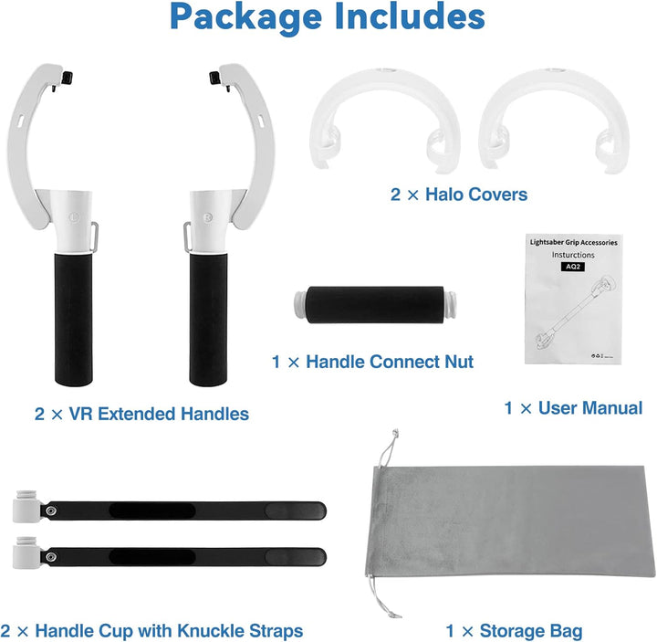 Verlengstukken voor Meta Quest 2 VR-controllers; verbeterde grip, comfort en gaming-accessoires.