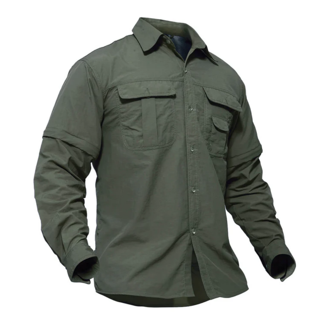 Veelzijdig heren outdoor shirt Arvo met afritsbare mouwen, UV-bescherming, sneldrogend voor avontuur.