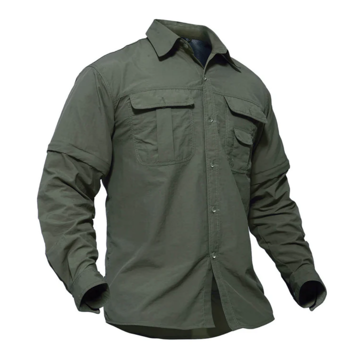 Veelzijdig heren outdoor shirt Arvo met afritsbare mouwen, UV-bescherming, sneldrogend voor avontuur.