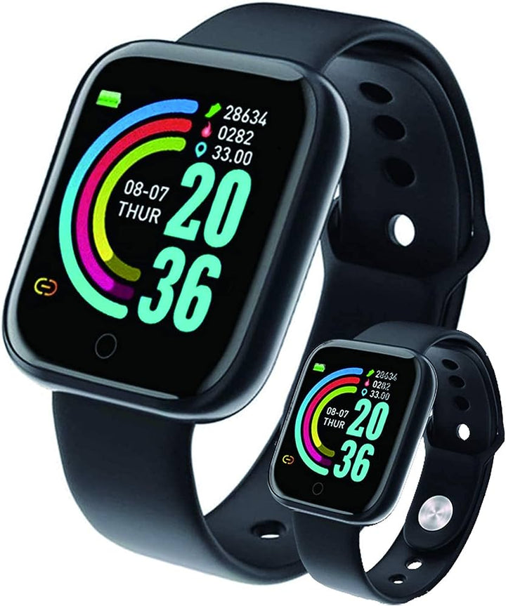 Stijlvolle zwarte uniseks smartwatch om pols, comfortabel voor sport, fitness en dagelijkse gezondheidsmonitoring.