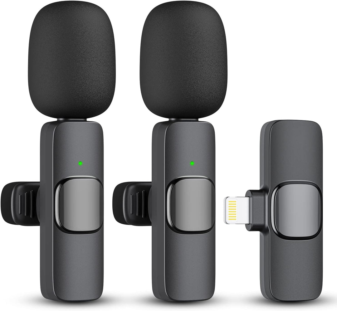 Draadloze microfoon set voor iPhone & iPad, perfect voor mobiele content creatie en audio opname.
