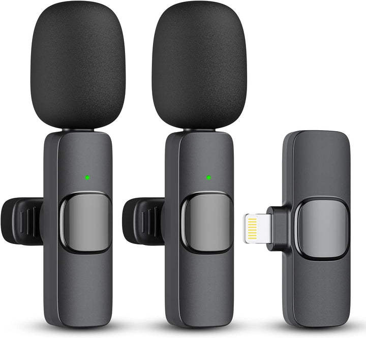 Draadloze microfoon set voor iPhone & iPad, perfect voor mobiele content creatie en audio opname.