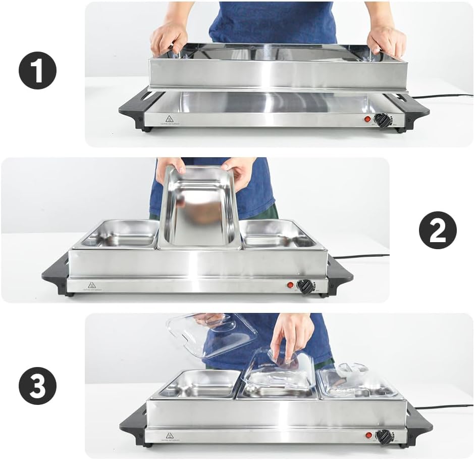 Houd gerechten perfect warm met deze elektrische voedselwarmer; ideaal voor buffetten, feesten en familie diners.