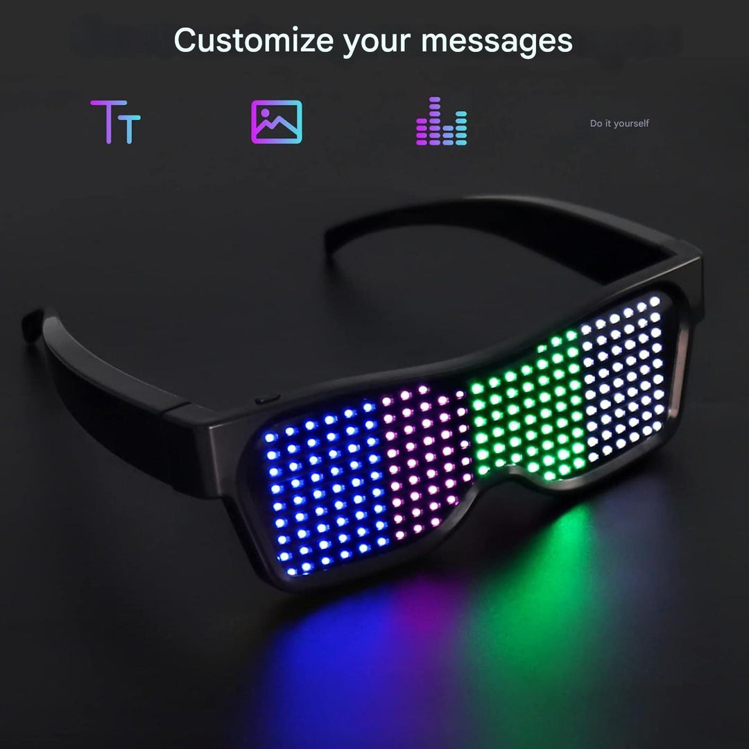 Muziekreactieve LED feestbril, projecteert dynamische lichtpatronen, ideaal voor een spetterende lichtshow.