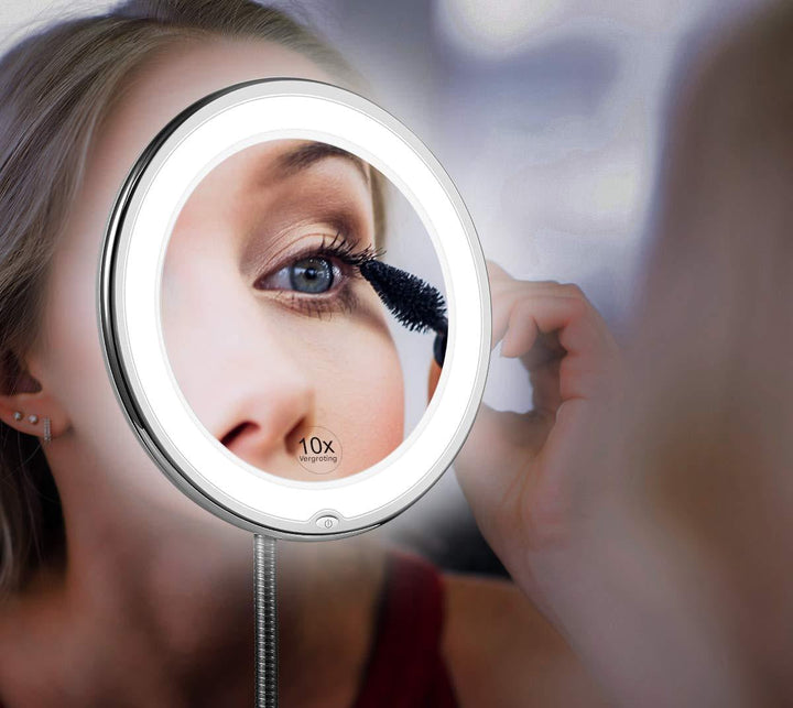 Claravue LED vergrootspiegel met flexibele zwanenhals en heldere verlichting voor make-up en precisiewerk.