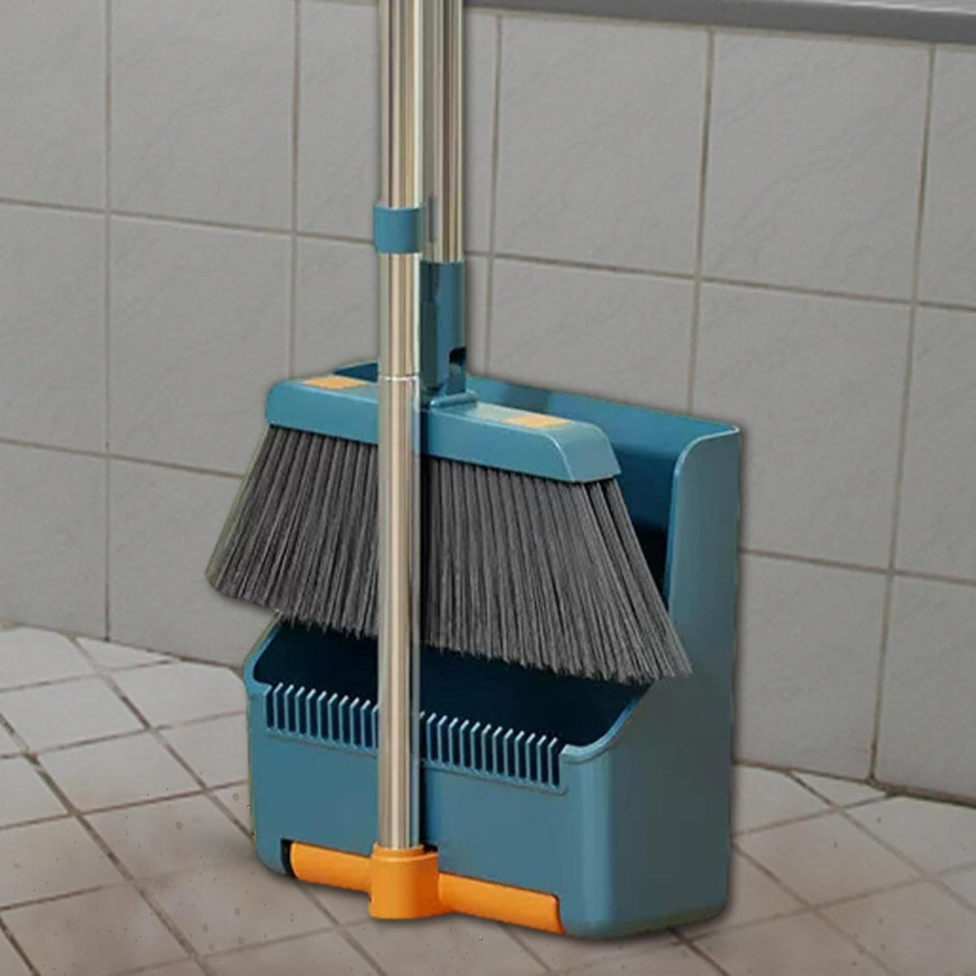Moeiteloze reiniging met de Clavira bezem en blik set met lange handgreep, perfect voor elke vloer.
