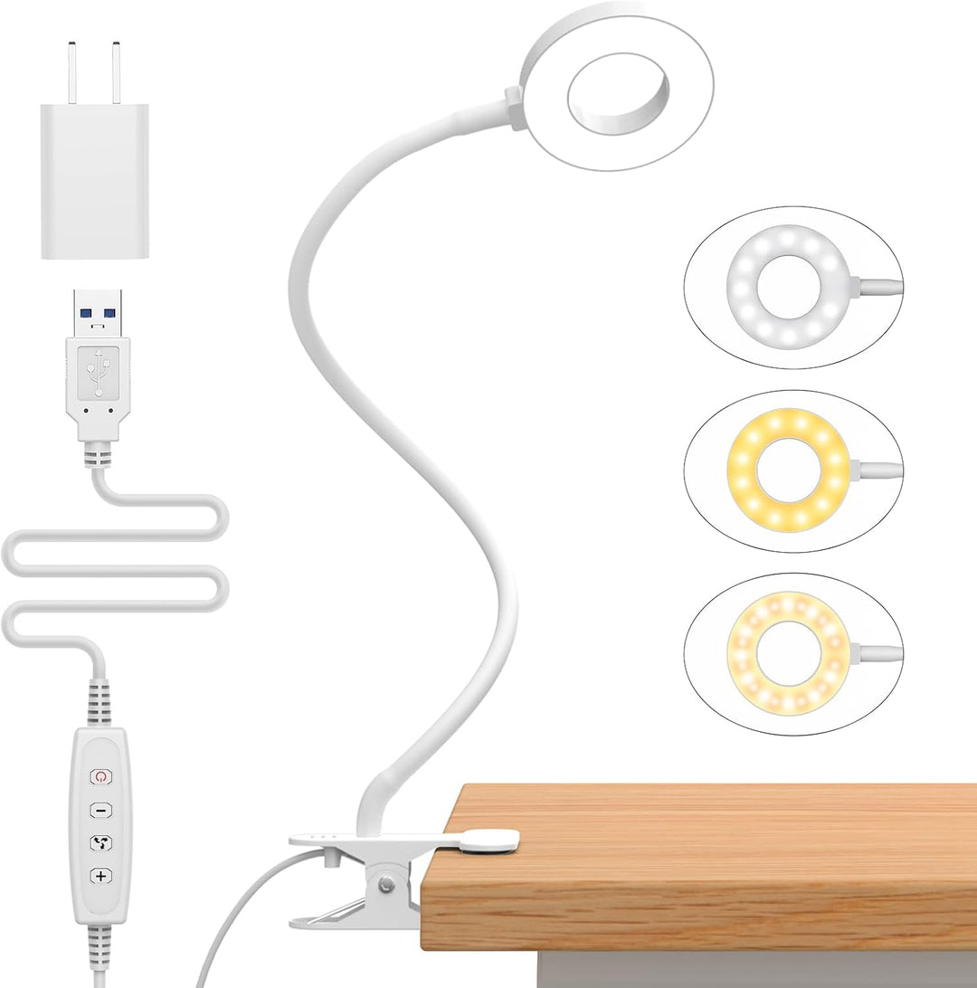Duo-pack (1+1 GRATIS) zwarte Selvara LED bureaulampen met flexibele hals. 3 kleurmodi, dimbaar.